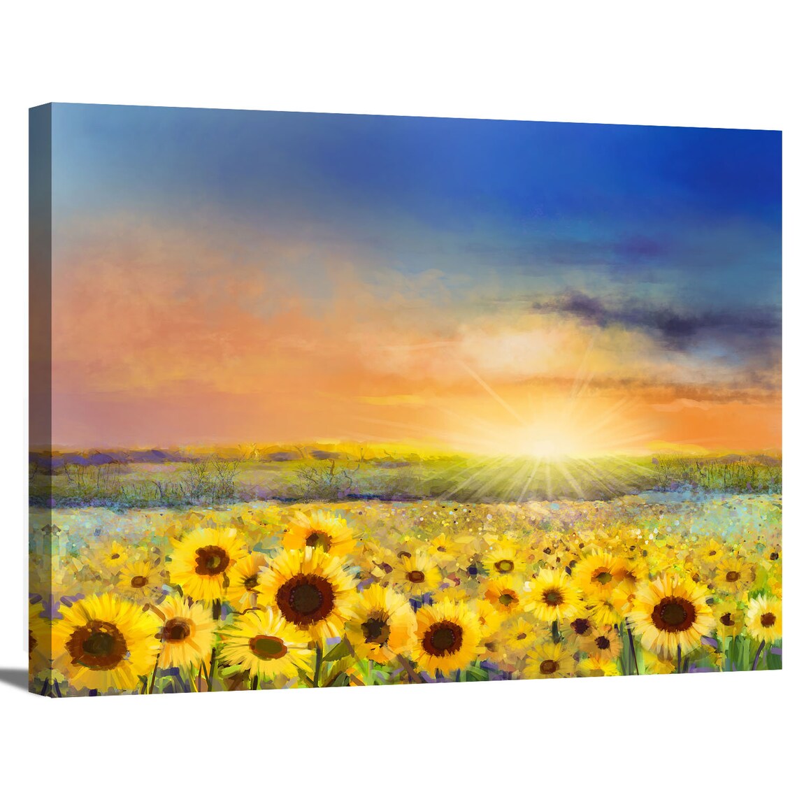 Sunflower Garden in Sunset Sunrise Floral Oil Painting Nature - Etsy