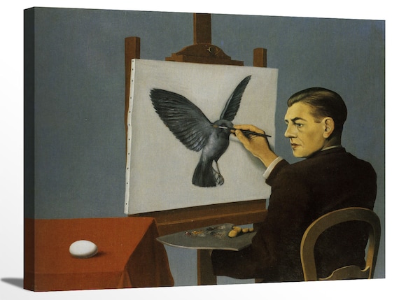 Clairvoyance (Self Portrait) by Rene Magritte Fine Art Poster Print Artwork Framed Canvas Wall Art Office Decor Home Decorations