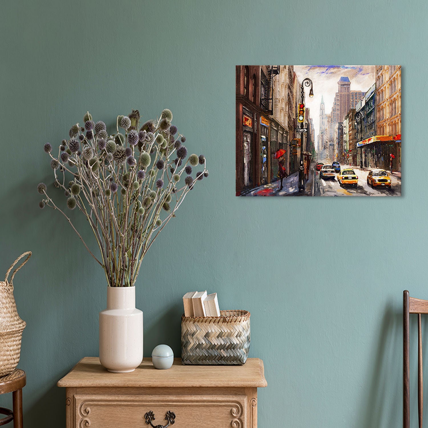 Street View of New York City USA Cityscape Oil Painting Print - Etsy