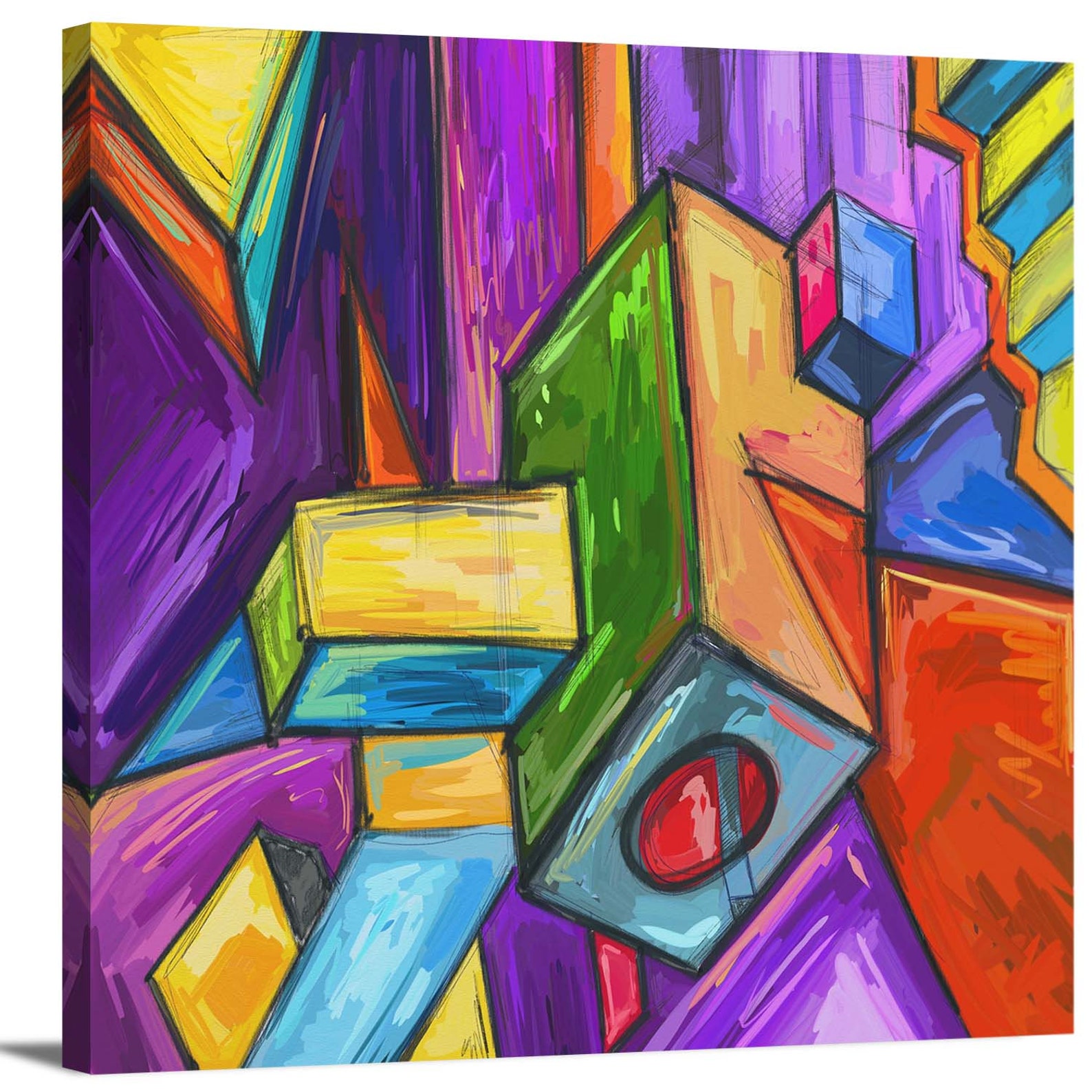 Bright Color Modern Cubic Art Abstract Geometric Painting Etsy
