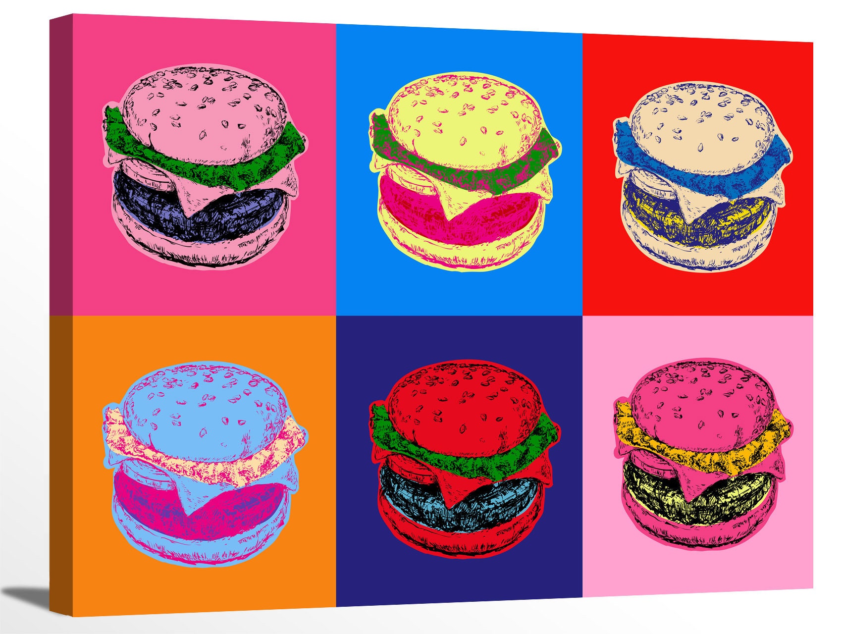 Multicolored Hamburger Color Block Food Pop Art Modern Artwork Etsy
