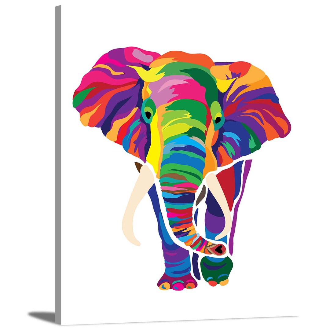 Modern Colorful Elephant Pop Art Graffiti Style Gallery Wrapped Canvas  Artwork Framed Canvas Print Wall Art Office Decor Home Decorations 