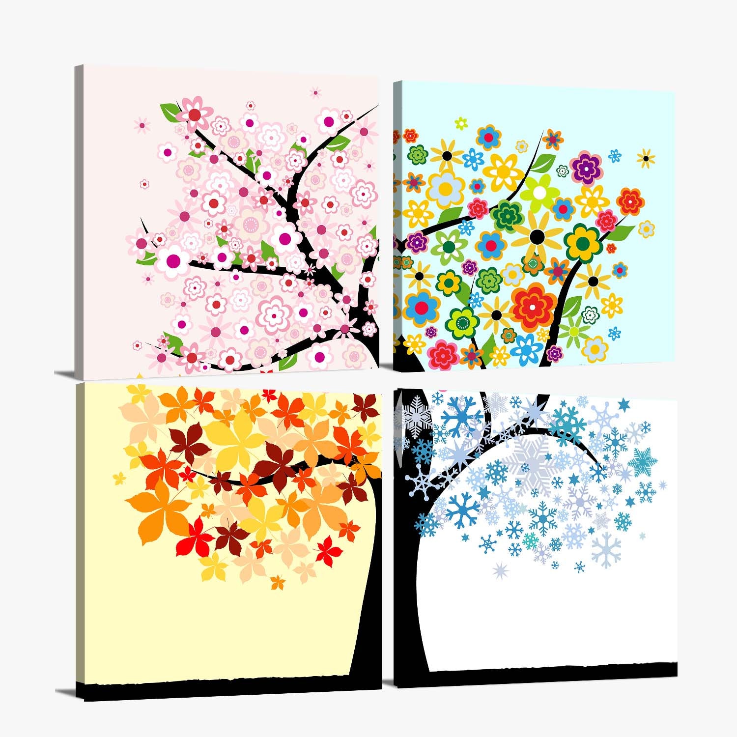 Set of 4 Four Season Trees, Summer Autumn Winter Spring, Autumn Tree ...