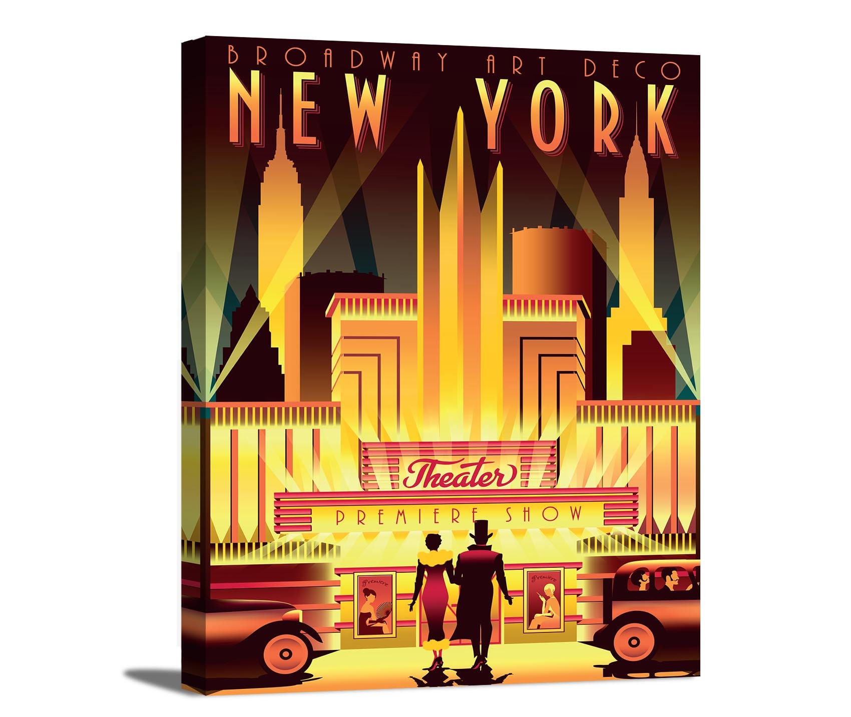 New York Nightlife Broadway Art Deco Cityscape Vintage Retro Etsy