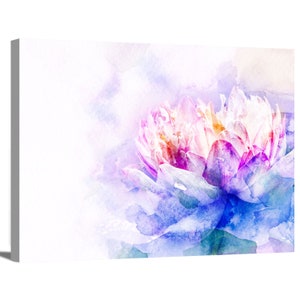 Beautiful Lotus Watercolor Abstract Painting Flower Floral & Botanical Zen Meditation Wrapped Canvas Wall Art Office Decor Home Decoration