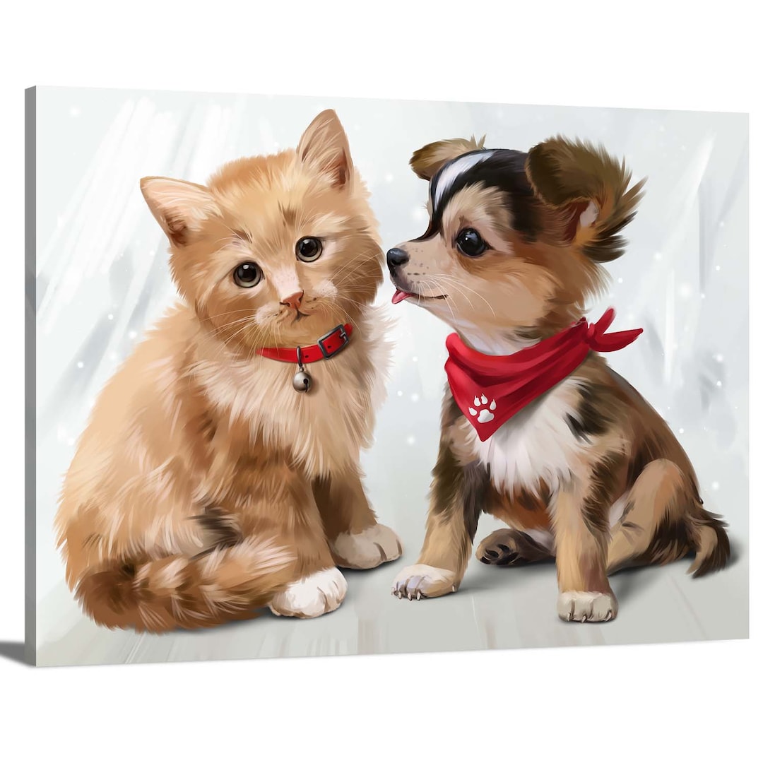 Cute Puppy Fluffy Cats And Dogs Buy Cute Cat Dog Watercolor Painting Puppy  Kitten Pets Animal, image size:1080x1080