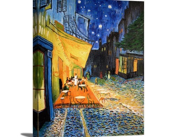 Café Terrace at Night by Vincent Van Gogh Classic Fine Art Print Gallery Wrapped Framed Canvas Print Wall Art Office Decor Home Decoration