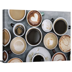 Various Coffee Photograph, Food & Beverage Morning Breakfast Wrapped Canvas Print Wall Art Decor For Cafe Coffee Shop Wall Art Bakery Brunch