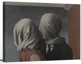 The Lovers II, 1928 by Rene Magritte Famous Art Print Painting Couple Kiss Romantic Art for Bedroom Special Valentine Gift for 2021