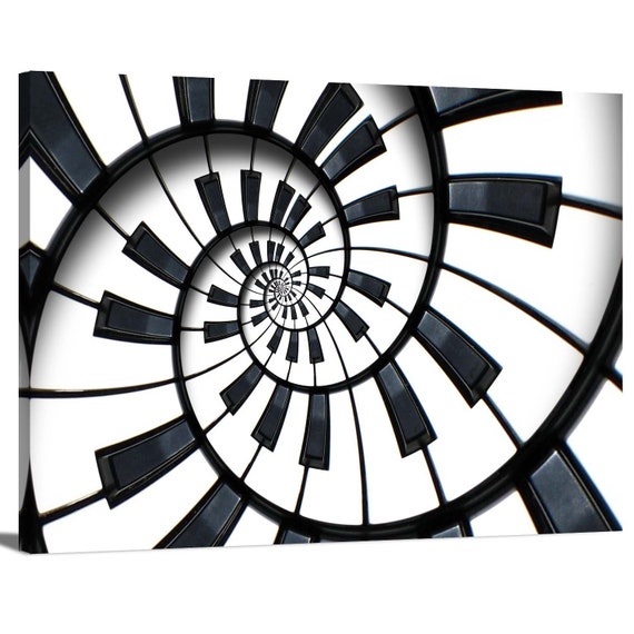 Modern Abstract Piano Keyboard Endless Staircase Black and | Etsy