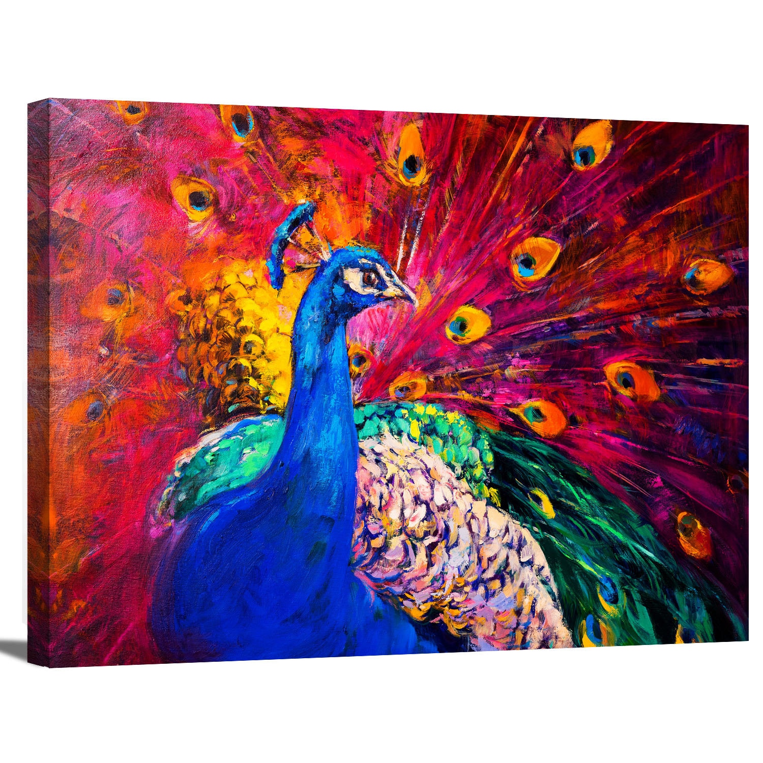 Beautiful Peacock Oil Painting Animal Artwork Framed Canvas Etsy