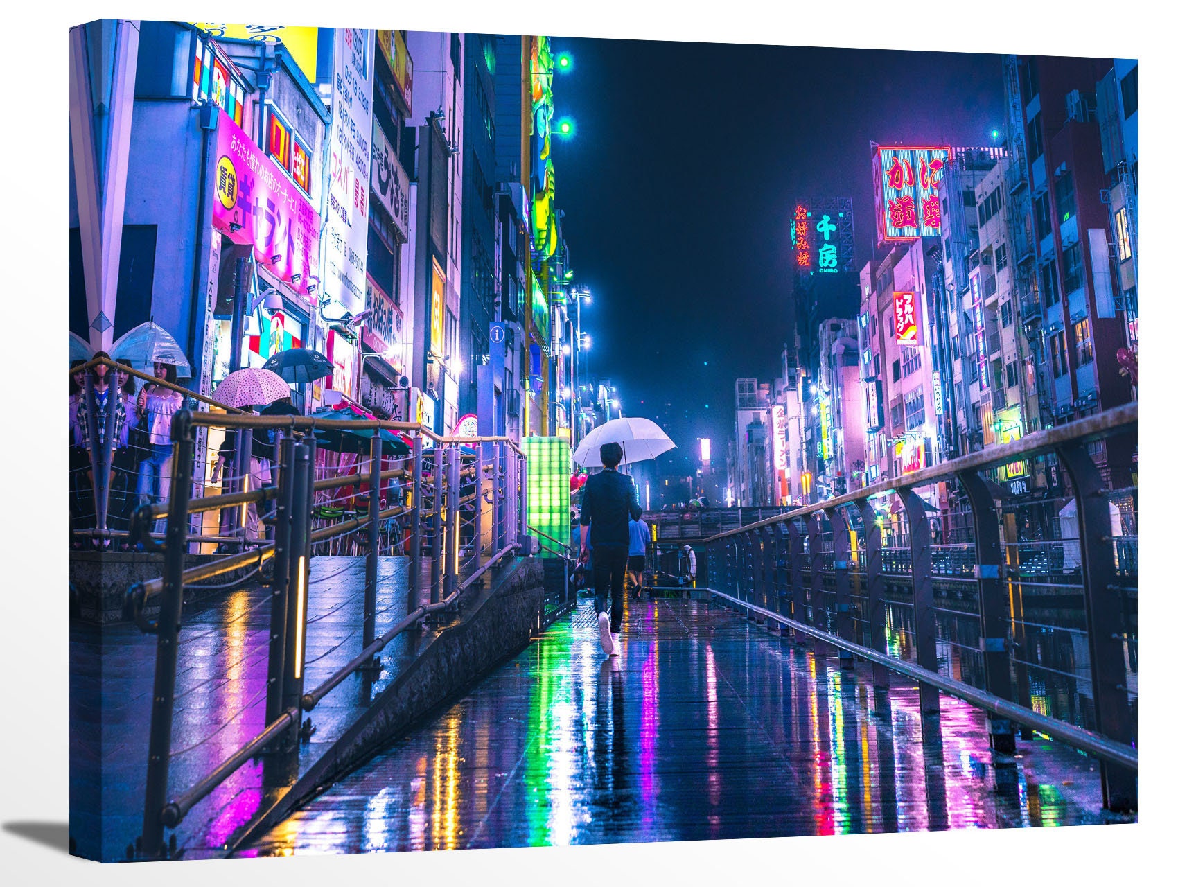 Street View Of Osaka Japan Night Neon Lights Urban Cityscape Etsy