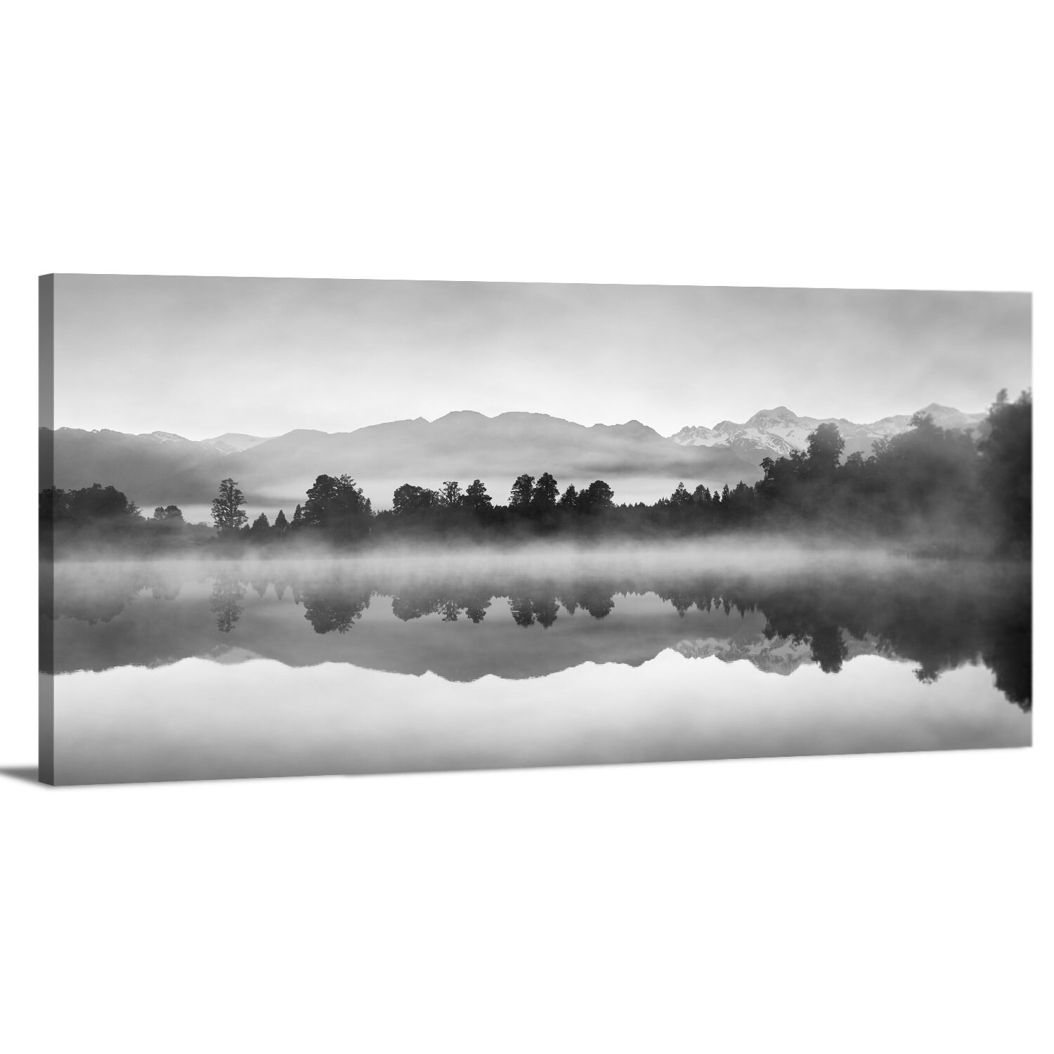 Black and White Lake Mountain View Trees Forest Landscape - Etsy