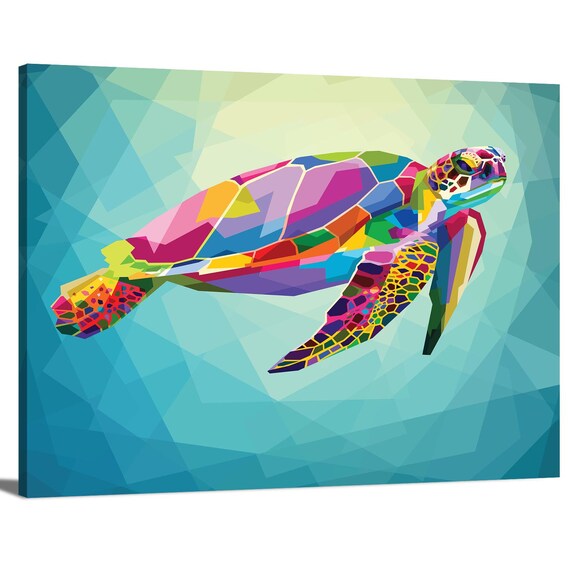 Kontrakt jazz teori Colorful Sea Turtle Floating in Geometric Ocean Water Pop Art - Etsy