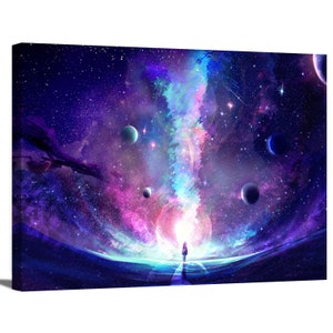 Woman in the Space with Stars Planets Galaxy Fantasy Art Canvas Artwork Framed Canvas Print Wall Art Office Decor Home Decorations