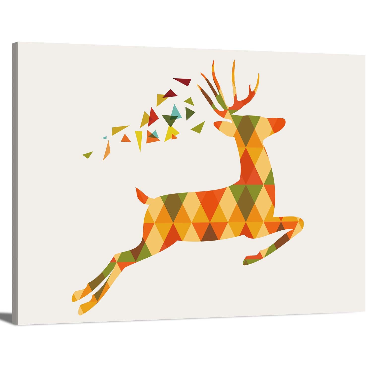 Hopping Deer with Triangle Pattern Abstract Geometric Animal Etsy