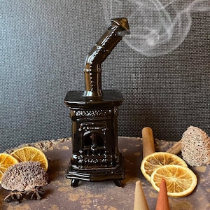 Unique ceramic Incense holder.Original decor Incense cone burner home decor .Handmade.Square Oven design ceramic stove incense burner