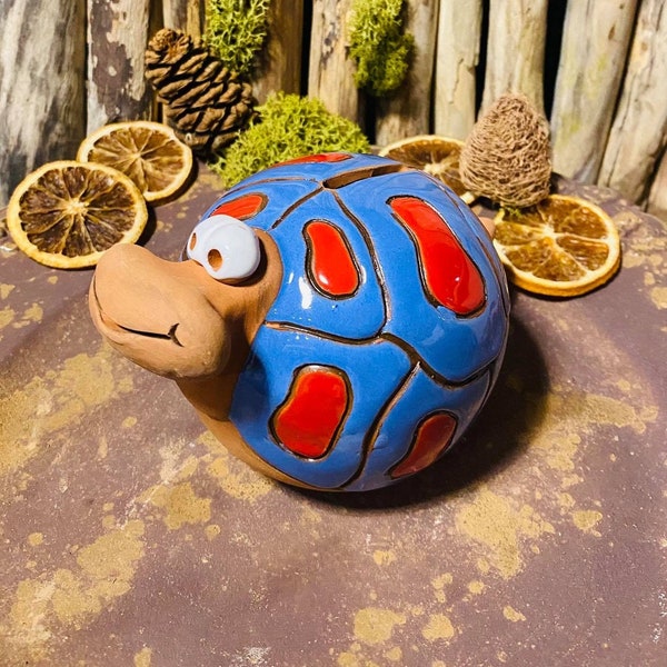 Piggy Bank Turtle Handmade Ceramic.Kinder Room Decoration.Handmade.Home decor gift.Funny design, handmade pottery.Original gift, Turtle