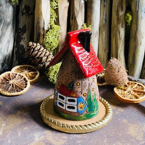 Ceramic house incense holder.Incense cone burner home decor .Handmade.Hand built pottery,fine craft ,clay incense holders.Unique ceramic Red