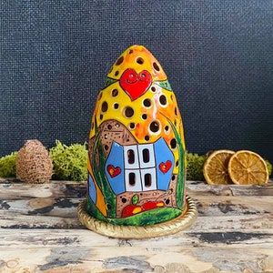 Handcrafted Unique Ceramic Fairy house candle. Handmade CeramicTealight Candle Holder.Home,table Decor.Original unique gift.Clay- fine craft