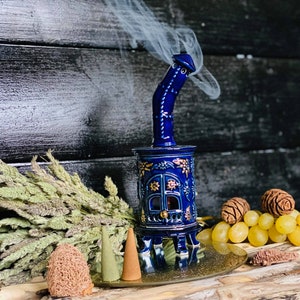 Blue Oven Unique Incense Holder.ceramic Handmade Incense Cone