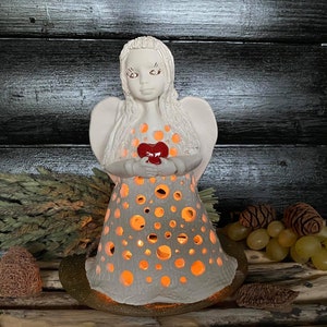 Ceramic Big Angel-Original Handmade Ceramic Candle Holder . Home Decoration.Christmas decorations Handmade.Candlestick Holders,table decor
