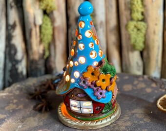 Clay crafts Flowers 3D handmade Ceramic Tealight CandleHolder.Home,table Decoration.Original unique gift.Handmade pottery new style,original