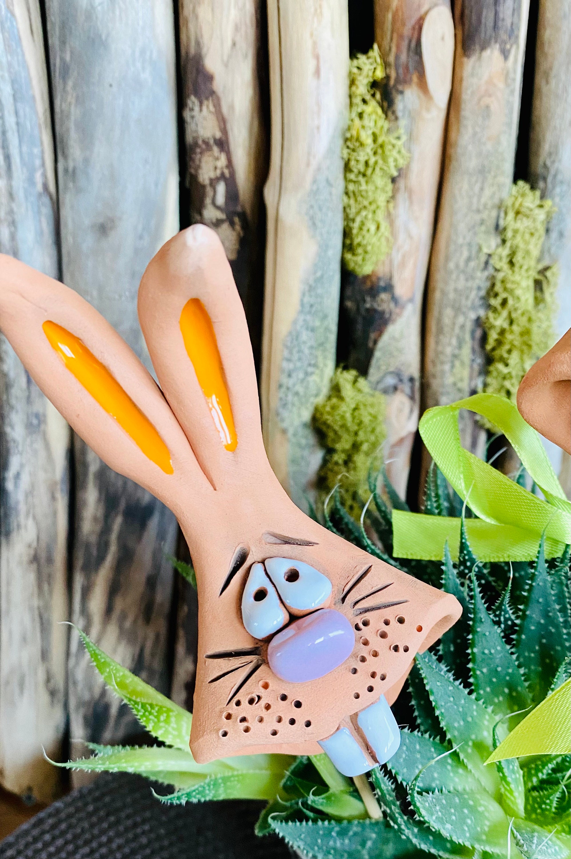 Ceramic Rabbit Plant Pot Accessory, Garden Decoration. Miniature ...