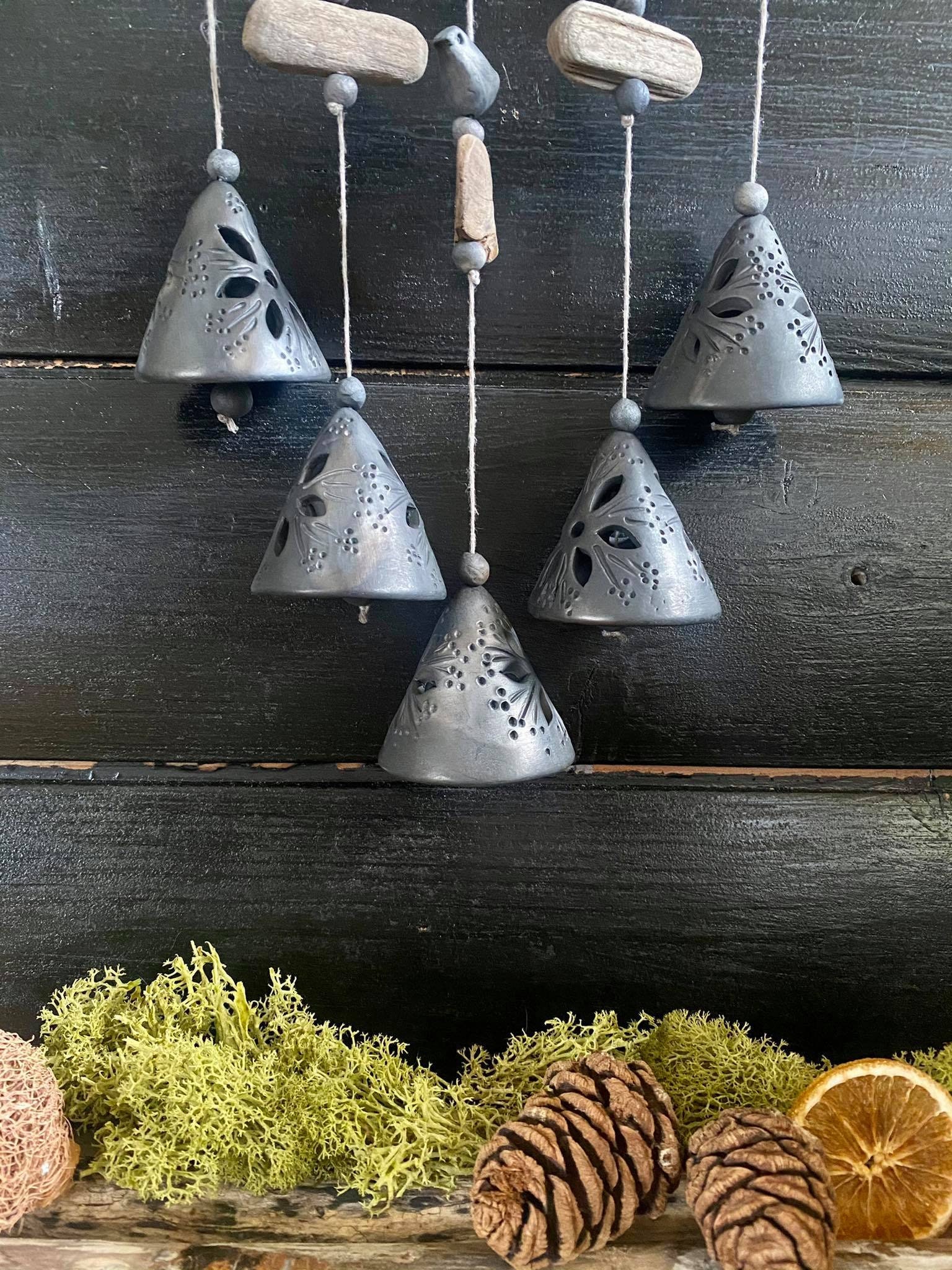 Handmade ceramic of 5 floral pressed bells Etsy