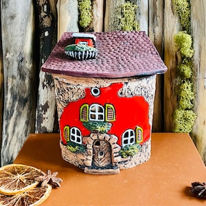 Tealight Candle Holder  .Original Handmade Ceramic House .Essential oil Diffusor  decor .Handmade.Ceramic house candle holder.Handmade.Clay