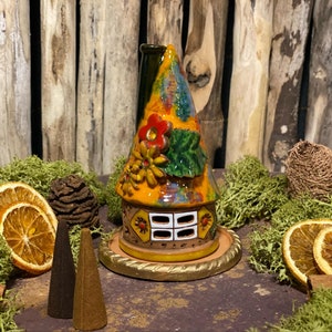 Love design House Incense holder. Ceramic House Incense cone burner home decor. Table decor.Handmade.Home fragrance,original art.Clay crafts