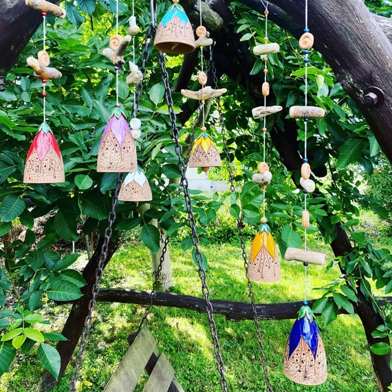 Ceramic hanging bells . Room and Garden Decor.Handmade.Unique wind chime bells original gift |wall hanging bells.Ceramic bells