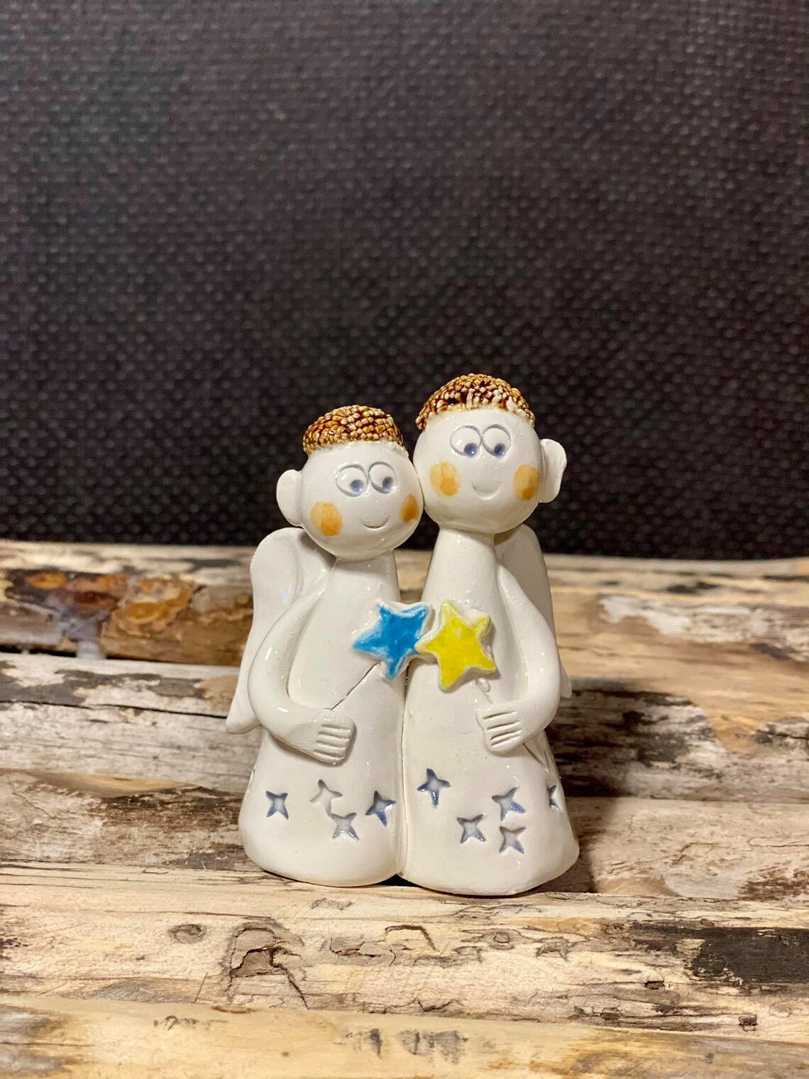 Ceramic ANGEL figurines pair.Handmade ceramic angel.Miniature Etsy