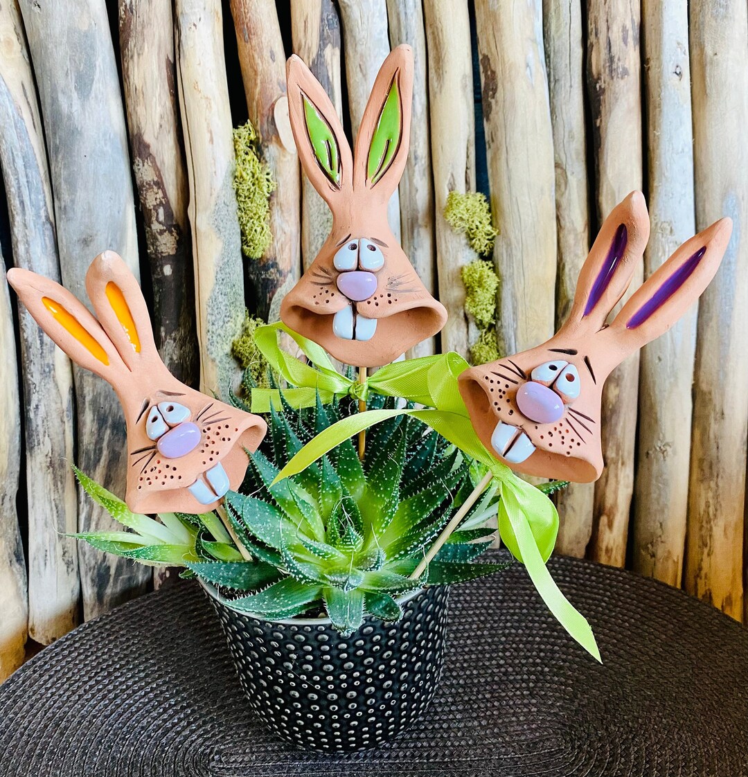 Ceramic Rabbit Plant Pot Accessory, Garden Decoration. Miniature ...