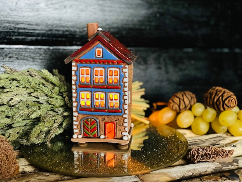 Original Handmade Ceramic House Tealight Candle Holder Home Table Decor Original Decor Handmade Ceramic House Candle Holder Handmade Clay Candles Holders Home Decor Safarni Org