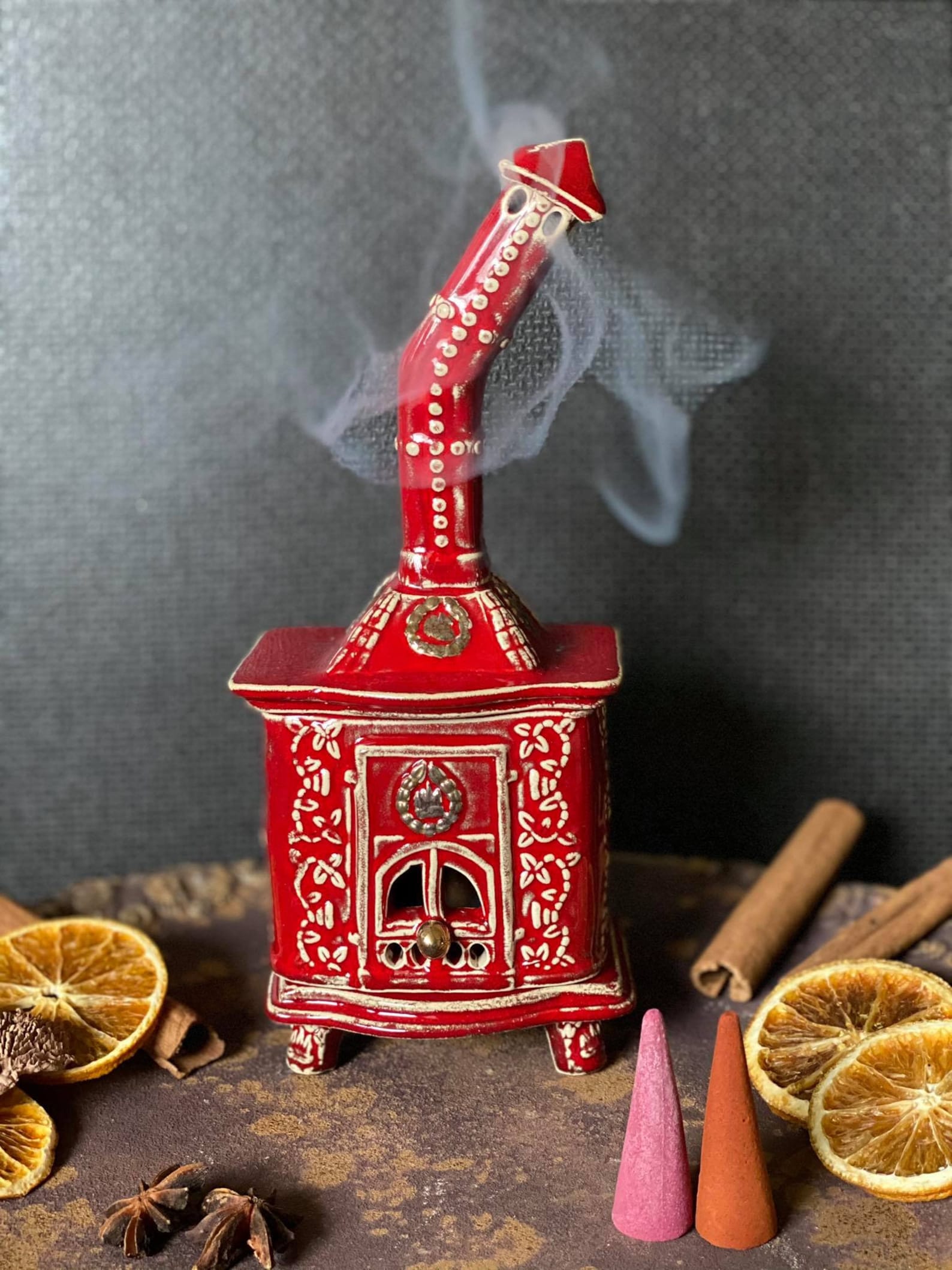 Handmade Incense cone holder. Ceramic Oven design. Incense Etsy