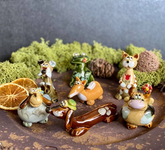 Miniature Ceramic Animals Figurines .handmade.home Decor.fine Etsy