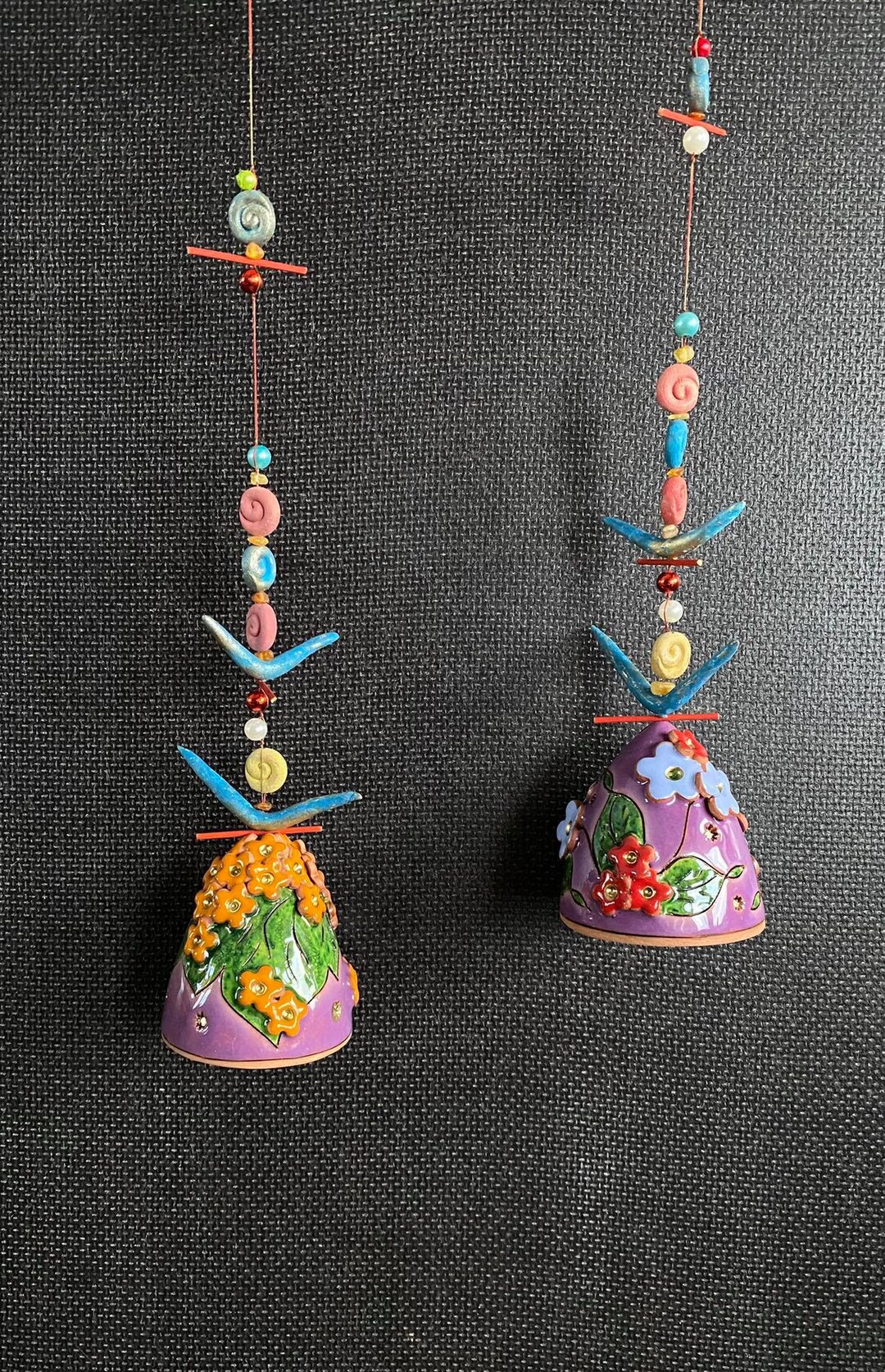 Ceramic Hanging Bells With 3D Flowers. Room and Garden Etsy