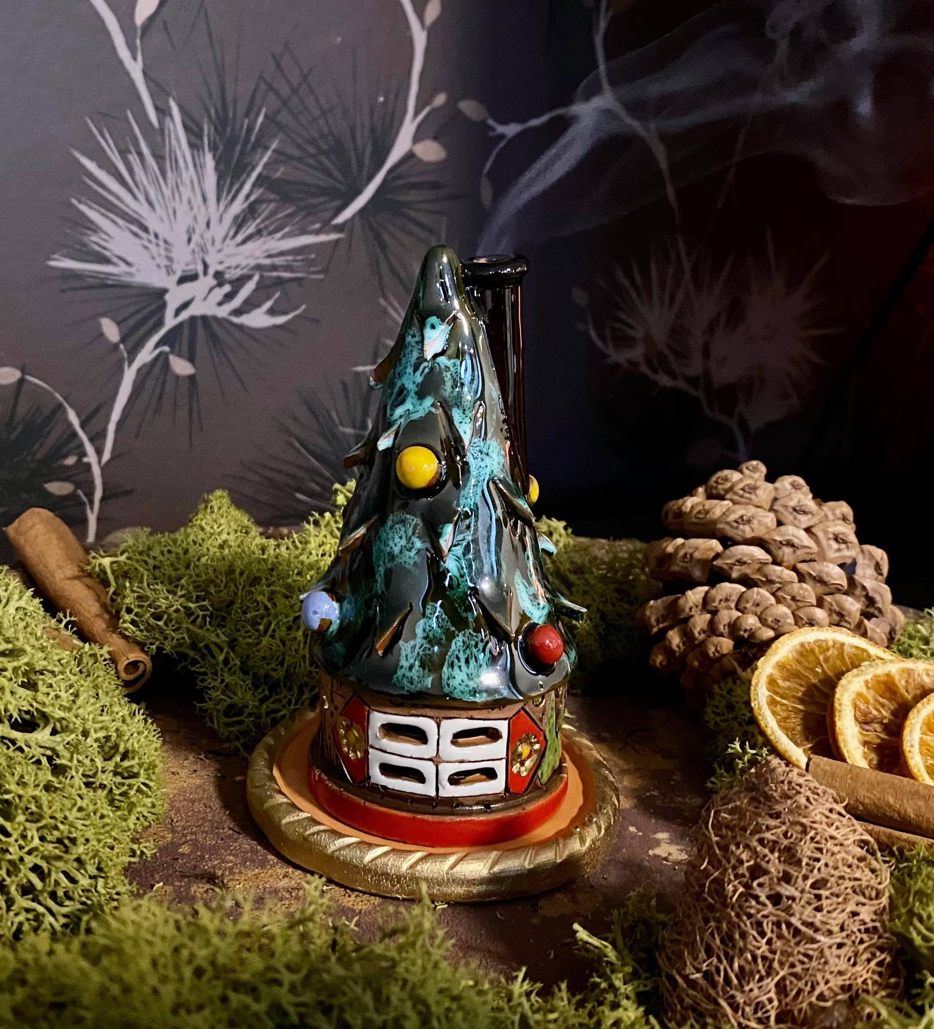 Christmas tree Incense holder.Christmas decor Ceramic handmade Etsy