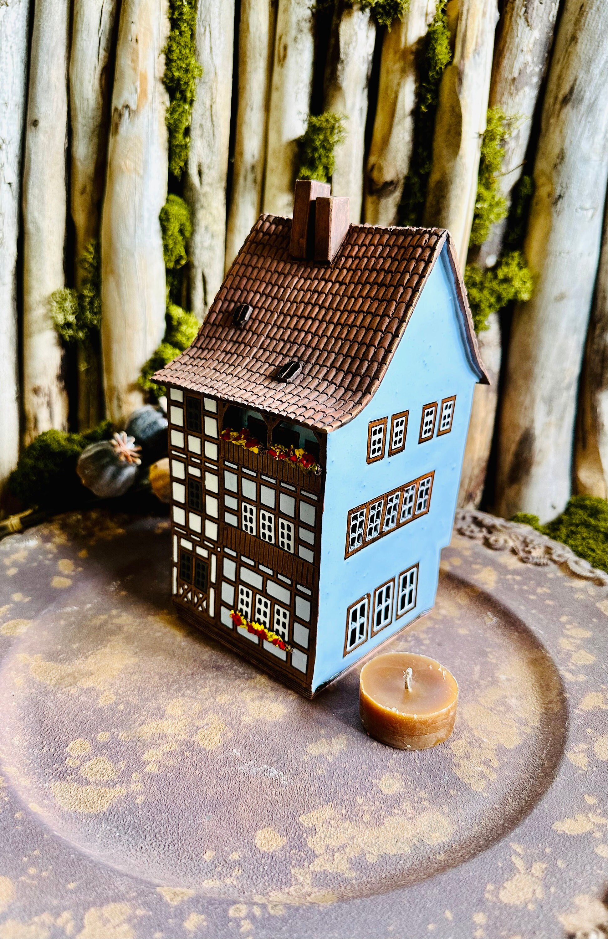 porte-bougie chauffe-plat .original handmade ceramic house.home decor .handmade.ceramic house candle holder.handmade.clay.pottery art with love