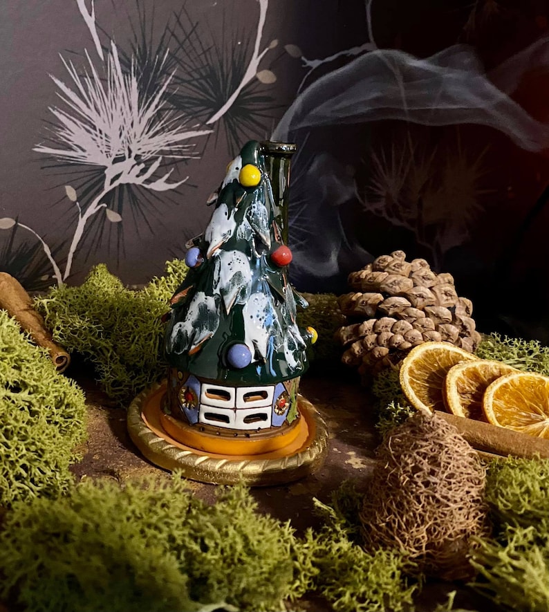 Christmas Tree Incense Holder.christmas Decor Ceramic Handmade Etsy