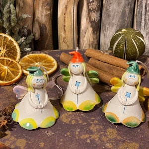 Unique Ceramic fairy bells. Room Decoration.Handmade.Hanging ceramic.Original gift.Nice fairy.Handmade pottery fairy gift.Bells ornaments