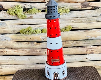Hornum Ceramic Lighthouse .Unique Candle Holder.Handmade Ceramic Tealight.Original clay lighthouse.Unique home decor marine souvenir.Pottery