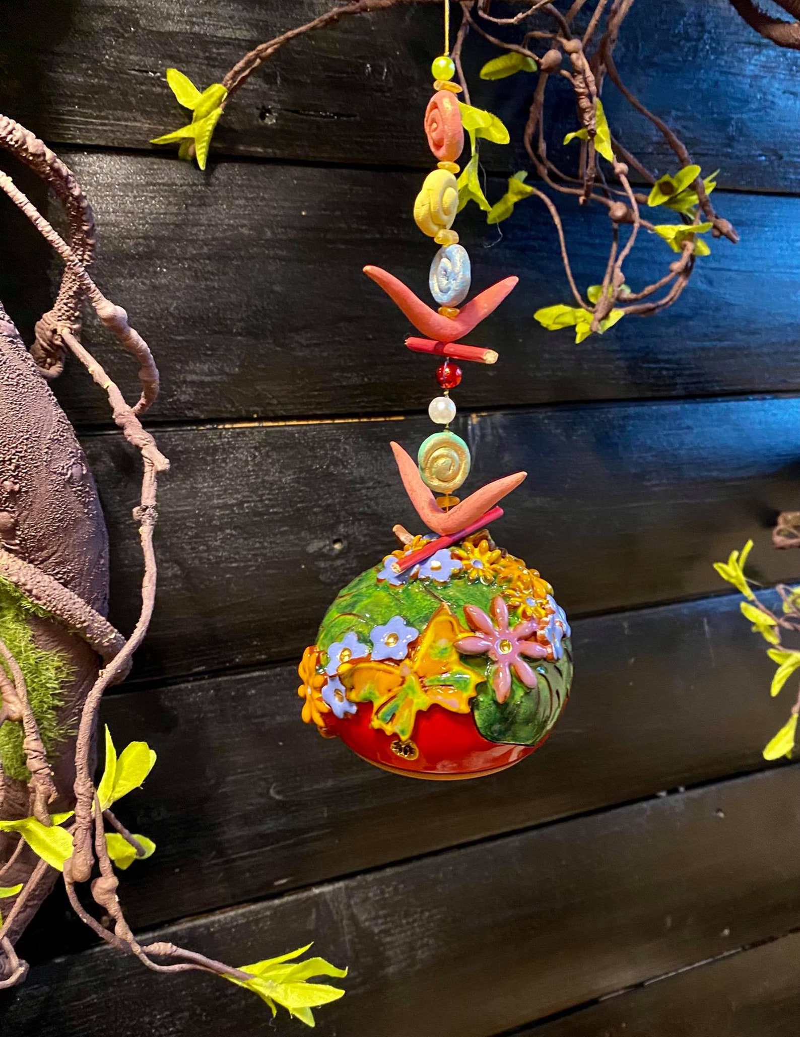 Handmade Ceramic Hanging Bells 3D Flowers. Room and Garden Etsy