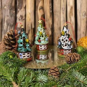 Christmas tree bells,Christmas tree decorations, Handmade christmas tree toys, Christmas gift, hanging ceramic.Christmas bells ornaments