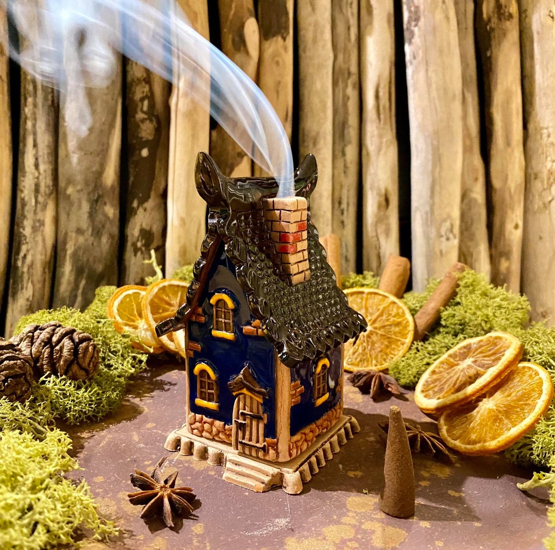Ceramic Incense house. Handmade incense holders. Incense cone Etsy