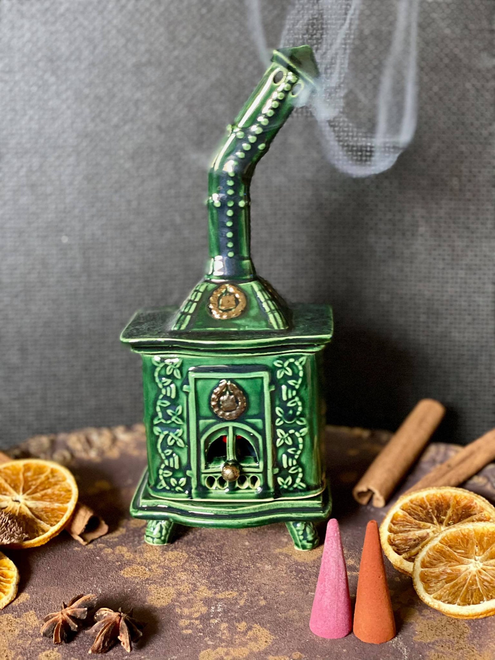 Handmade Incense cone holder. Ceramic Oven design. Incense Etsy