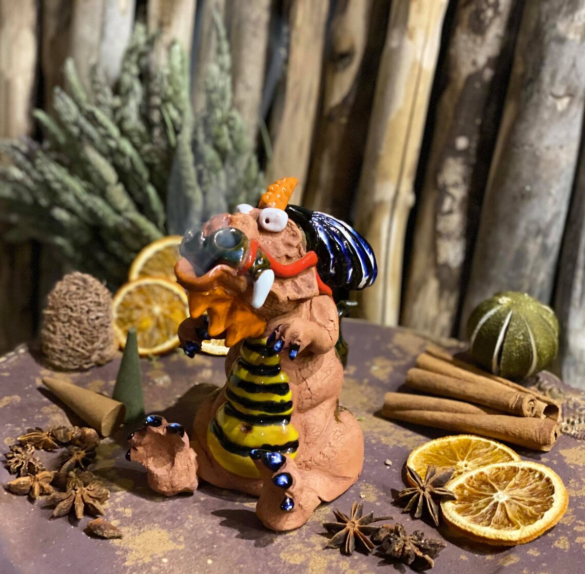 Quemador de cono de incienso de cerámica dragón. Gran regalo Etsy
