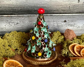 Christmas tree Ceramic Handmade  candle holders  table decor.Handmade.Home decor.Christmas gift.Ceramic Tealight Candle Holders. Clay crafts