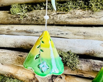 Handmade wind chime flower painted.Unique Handmade Ceramic bells  of white clay. Room and Garden Decor.Original gift.Ceramic bells unique.